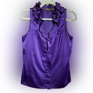 Limited ruffle neck sleeveless top
